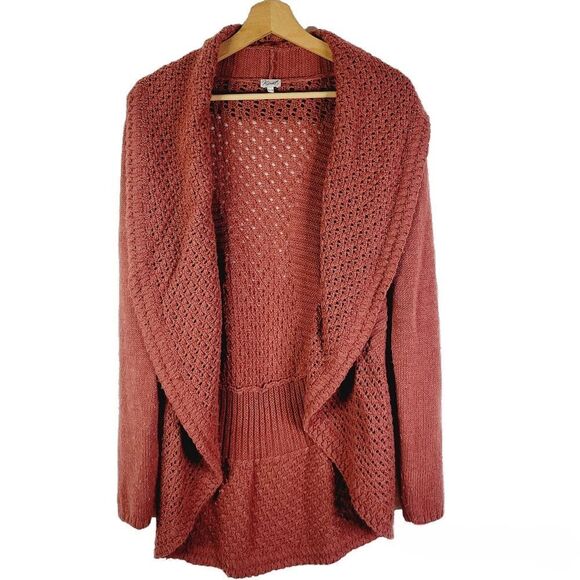 Kismet Dusty Rose Open Front Knit Sweater - Picture 1 of 7
